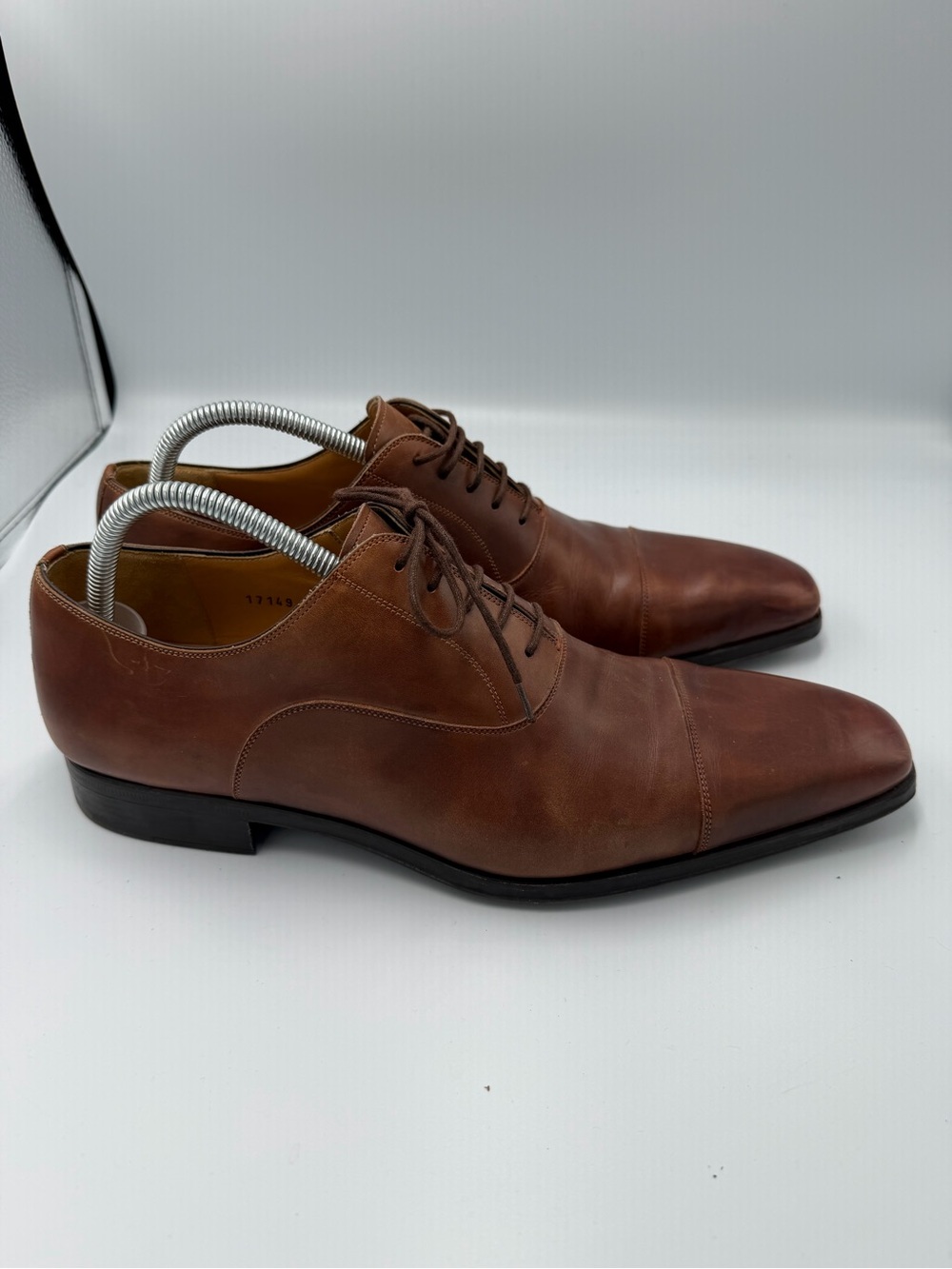 Magnanni Brown Leather Cap Toe Oxford Dress Shoes Men's US 9.5